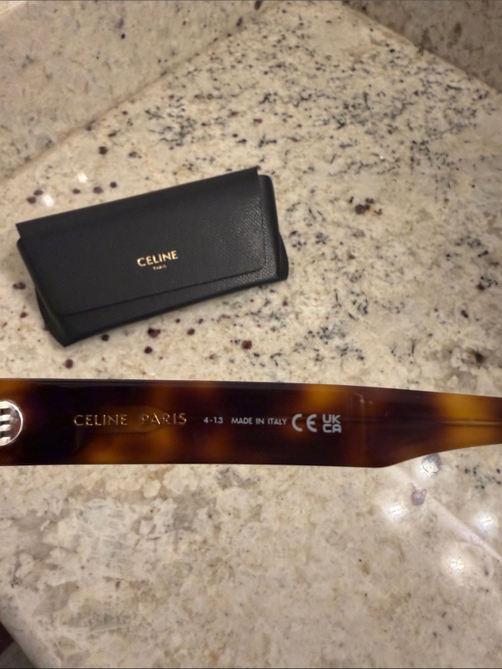 Celine Oval Tortoiseshell Sunglasses with Dark Lenses - Picture 3 of 4